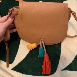 Old Navy Crossbody Tan Multi Color Tassel NWOT